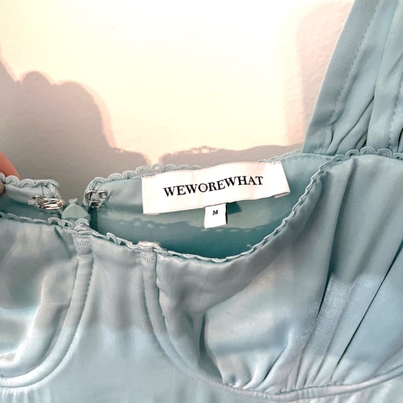 WeWoreWhat Corset Baby Blue Tiered Midi Dress - Picture 9 of 9